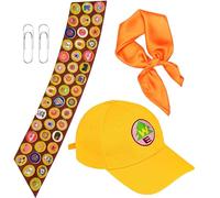 LUYIEDHA Ensemble de costume de scout d'Halloween 3 pièces Comprend un chapeau, une écharpe et une ceinture, Accessoires pour costume d'éclaireuse pour Halloween, cosplay, camping (Jaune)