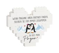 LUYIEDHA Idée Cadeau Saint Valentin pour Couple, Cœur de Pingouin, Plaque Cœur, Cadeaux Amour pour Couple Original Saint Valentin Noël Anniversaire Mariage, Lui et Elle, Son Mari, Sa Femme (A)