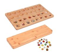 LUYIEDHA Mancala Jeu de société, Kalaha Jeu de avec Plateau Pliable en Bois, Stratégie de Jeu en Bois Naturel, pour Les Amis et la Famille (A)