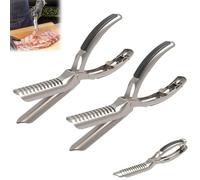 LUYJWZN Rib Membrane Removal Tool, Stainless Steel Rib Membrane Remover Tool Kit, Ergonomic Design for Effortless BBQ Ribs Preparation, Dishwasher Safe BBQ Accessories (2pcs)