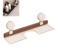 LUYJWZN Walnut Suction Cup Bathroom Shelf, Walnut Bathroom Kitchen Suction Cup Shelf, Wall Mounted No Drilling Storage Shelfs Basket, Faucet Organizer Rack for Bath Room (White-50cm)