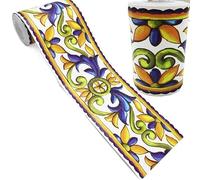 LUYSGBXR 10M auto-adhésif Totem Floral autocollant mural taille ligne papier peint frontières autocollants bricolage décor à la maison carreaux de verre décoration papiers(Waist line 7)