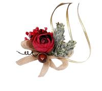 LUYSGBXR 2pc Artificial Rose Flower Corsage Linen Bow Wrist Bride Bridesmaid Boutonniere Wedding Proms Party Accessories(E-Wrist Flower)
