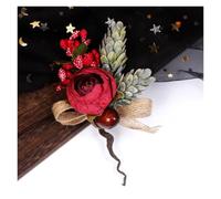 LUYSGBXR 2pc Artificial Rose Flower Corsage Linen Bow Wrist Bride Bridesmaid Boutonniere Wedding Proms Party Accessories(F-Corsage)