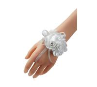 LUYSGBXR 2pc Silk Roses White Wrist Corsage Flowers For Bridesmaids Flower Pink Bridal Sisters Wedding Accessories(A)