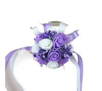 LUYSGBXR 4pc Wrist Corsage Wedding Bridesmaid Fleur Foam Roses Boutonniere Bridal Sister Party Prom Decoration(Ivory)