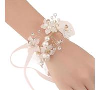LUYSGBXR 6pc Prom Accessories Pearl Rhinestones Dancing Party Decor Flower Hand Flowers Bride Wrist Bridesmaid(Color3)