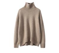 LUYSGBXR Autumn and Winter Thick Cashmere Sweater Women High Neck Pullover Warm Loose Knitted Base Jacket Tops(Camel,XL)