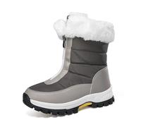 LUYSGBXR Bottes de neige antidérapantes for femme, imperméables, for l'extérieur, garde au chaud, avec fermeture éclair, en coton, grande taille 42, hiver(Gray,41)