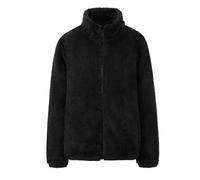 LUYSGBXR Fashion Polar Fleece Autumn Winter Coat Women Jacket Shaggy Warm Cropped Jackets Overcoat Zipper Outwear Femme Veste(Black,M)