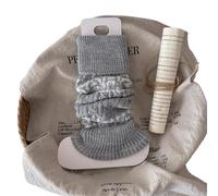 LUYSGBXR Guetre Femme 1 Pair Women's Socks Autumn Winter Retro Pile Warm Thick Leg Covers Diamond Shaped Calf Knitted Booty Warmers(Light Grey)