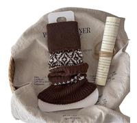 LUYSGBXR Guetre Femme 1 Pair Women's Socks Autumn Winter Retro Pile Warm Thick Leg Covers Diamond Shaped Calf Knitted Booty Warmers(Coffee)