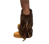 LUYSGBXR Guetre Femme Christmas Autumn Winter Strap Hairy Leg Cover Middle Tube SpicyGirl Thickened Rabbit Hair Sweet Socks White Warm Women(Brown)