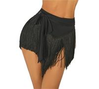 LUYSGBXR Latin American Dance Performance Clothes Bodysuit Line Fringe Tassle Skirt Women Cha Rumba Costume Practice Wear(Color1,S)