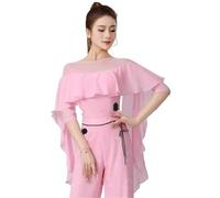 LUYSGBXR Latin Dance Women Ballroom Leotard Clothes Waltz Bodysuit Tango Blouse Modern Practice Costumes(Pink,L)