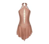LUYSGBXR Robe de danse lyrique ballet for femmes, dos nu, sans manches, justaucorps gymnastique rythmique, robe patinage artistique, vêtements sur scène(Dusty Pink,XL)