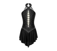 LUYSGBXR Robe de danse lyrique ballet for femmes, dos nu, sans manches, justaucorps gymnastique rythmique, robe patinage artistique, vêtements sur scène(Black,XX-Large)