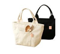 LUYSGBXR Sac Isotherme Repas Versatile Canvas Insulated Lunch Bag Portable Storage Tote Travel Picnics Square Organizer(Black)