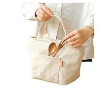 LUYSGBXR Sac Isotherme Repas Versatile Canvas Insulated Lunch Bag Portable Storage Tote Travel Picnics Square Organizer(Beige)
