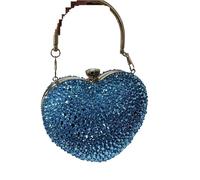 LUYSGBXR Sacs à Strass Pochette en cristal en forme de cœur avec incrustation de diamants, sac à main de soirée, de mariage, à bandoulière, avec poignée et strass(SKY BLUE)