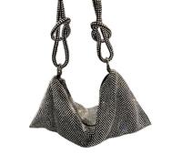 LUYSGBXR Sacs à Strass Sac à bandoulière poignée strass brillant pochette de soirée sac à main sacs à main en cristal et sac à main(Silver-black big)