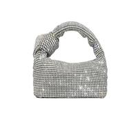 LUYSGBXR Sacs à Strass Sacs de soirée à poignée avec strass et nœud, sac à main argenté avec poignée supérieure en cristal for femmes, sacs à main et sacs à main de créateur, fourre-tout(Silver)