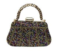 LUYSGBXR Sacs à Strass Sacs de soirée avec poignée en diamant, pochette ornée de strass, sac à longue chaîne(BlackRainbow)