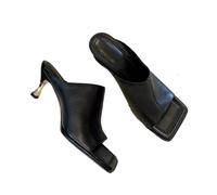 LUYSGBXR Sandales à bout carré pour femmes Sandales d'été à bout carré, nouvelles sandales d'extérieur confortables à talon moyen for femmes(Black,40)