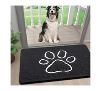 LUYSGBXR Tapis Entree Interieur Paillasson for Pattes De Chien Boueuses, Ultra Absorbant, en Chenille, Motif Empreinte De Patte, Antidérapant, Séchage Rapide, Lavable(Black,61x91cm)