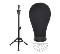 LUYSGBXR Tete Perruque Tête de mannequin de 55 cm avec support for perruque, tête de mannequin en toile for présentation de perruques(Black)