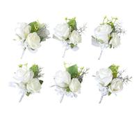 LUYSGBXR Wedding Accessories, Groom And Bride's Decoration Chest Flowers, Bridesmaid Group Pearl Wrist, Simulated Roses(6pcs-Corsage)