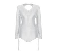 LUYSGBXR Women Latin Tango Dance Costume Shiny Rhinestones V-Neck Tassel Leotard Bodysuit Cha Samba Performance Competition Dress(White,XL)