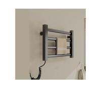 LuysmengEU Heated Drying Rack 4 Bars,Heated Towel Racks for Bathroom Wall Mounted(Black,Plug in Left)