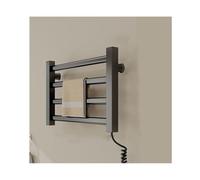 LuysmengEU Heated Drying Rack 4 Bars,Heated Towel Racks for Bathroom Wall Mounted(Black,Plug in Right)