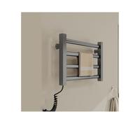 LuysmengEU Heated Drying Rack 4 Bars,Heated Towel Racks for Bathroom Wall Mounted(Gray,Plug in Left)