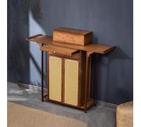 LuysmengEU Meuble d'autel en Bambou, Table de méditation Bouddhiste Chinoise, Tables d'hommage avec armoires de Rangement for Salon(Tea Color,120x40x119cm)