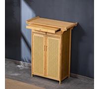 LuysmengEU Meuble d'autel en Bambou, Table de méditation Bouddhiste Chinoise, Tables d'hommage avec armoires de Rangement for Salon(Wood Color,80x40x101cm)