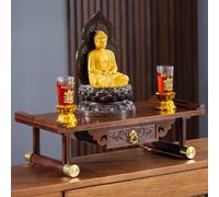 LuysmengEU Statue de Bouddha en Bambou for autel de sanctuaire, élégante Table d'offrande sur piédestal, Parfaite for la prière, Niche Bouddhiste et Porte-encens(50x25x15cm)