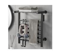 LuysmengEU Wall Mounted Heated Towel Rack with Top Shelf,Aluminum Towel Drying Rack with Timer,Temperature Control s for Bathroom(Black,Right Line)