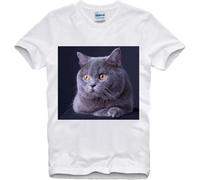 LUYTGCDRZZ GAOJIA 2022 Summer New HT Series Cotton Wild Cat Print Round Neck Loose Short-Sleeved T-Shirt White Hemden(3X-Large)