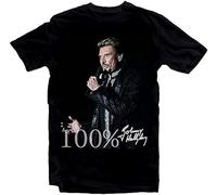 LUYTGCDRZZ Johnny Hallyday Star Homme Noir Mens T-Shirt Hemden(Small)