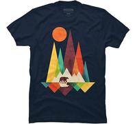 LUYTGCDRZZ Mountain Bear Men's Graphic T Shirt Blue Hemden(X-Large)