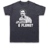 LUYTGCDRZZ Narcos Pablo Escobar Plata O Plomo Silver Or TV Mens T-Shirt Black Hemden(X-Large)