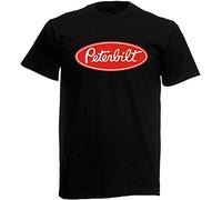 LUYTGCDRZZ Peterbilt Trucks Red Logo Symbol Men's Black T-Shirt Black Hemden(Small)