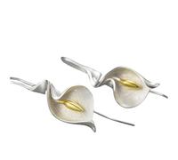 LUYYBDBG Boucles d'oreilles Pendantes Plaquées Argent, Design De Fleurs Irrégulières, Argent Ou Or, Choisissez Votre Couleur Préférée, Décor Rencontres Décontracté-Argent