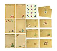 LUYYBDBG Carte de Noël Enveloppes en Papier Kraft Noël, 6 À 30 Pièces, Tampons Lettres Père Bonhomme Neige Elk, Cadeaux Joyeux Cartes D'invitation Et Vœux Autocollants-c-30 Pièces