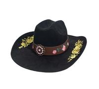 LUYYBDBG Chapeau De Cowboy Occidental, Haut-de-Forme À Grands Bords Style Britannique Rétro pour Hommes Et Femmes, Jazz, en Feutre Gentleman La Mode-Noir-m(56-58 Cm)