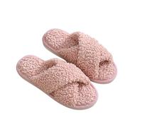 LUYYBDBG Chaussons en Coton d'hiver Pantoufles À Ceinture Croisée Fourrure pour Les Femmes La Maison des Peluche Adaptées Peau