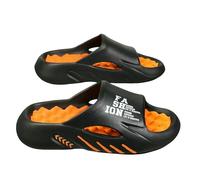 LUYYBDBG Chaussons Été Hommes Lettre Imprimer Pantoufles Côtés Sandales D'extérieur Intérieures Plage Chaussures Décontractées Sole Douce Slides Flip-Flops pour Hommes-3-44-45