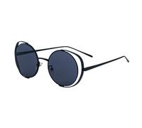 LUYYBDBG Lunettes de Soleil Homme À Cadre Rond en Métal Ajouré Femmes Premium Sense Euroamerican Sunglasses Protection Solaire Voiture-Cadre Noir Tout Gris